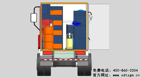 山東田中卡車養護搶修服務車后部視圖